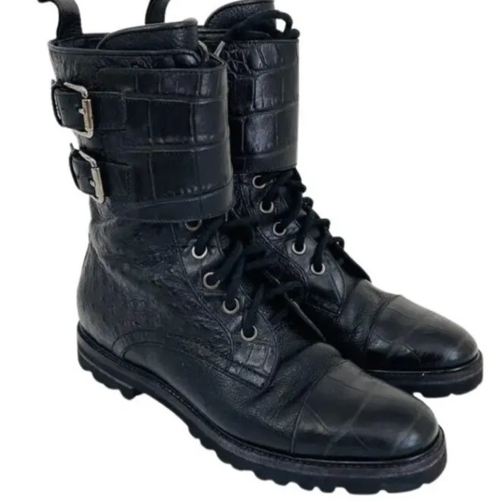 Maxmara Max Mara Atelier Leather Lace Up Boots Black